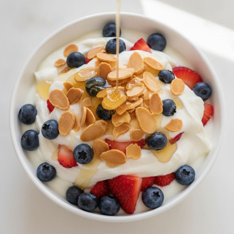 Creamy Greek Yogurt Parfait with Berries and Almonds