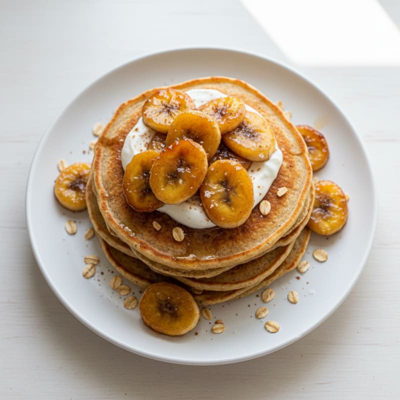 Golden Caramelized Banana Pancakes