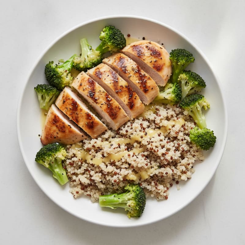 Grilled Chicken Breast with Quinoa and Steamed Broccoli