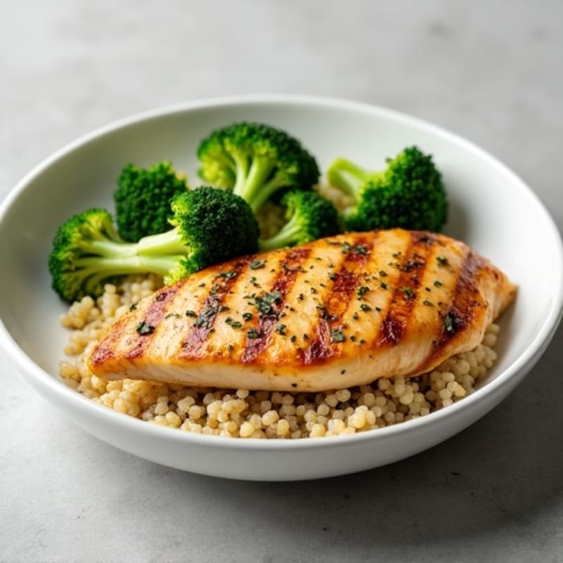Grilled Chicken Breast with Quinoa and Steamed Broccoli