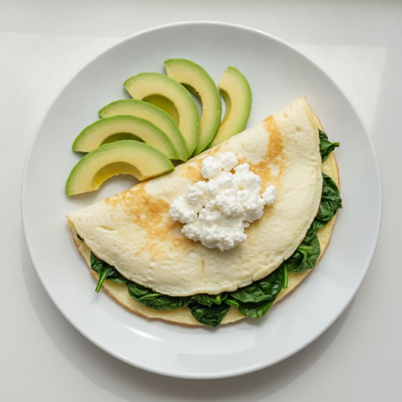Egg White Spinach Omelette with Cottage Cheese