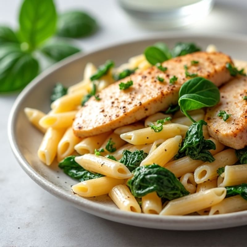 Healthy Creamy Garlic Chicken Pasta