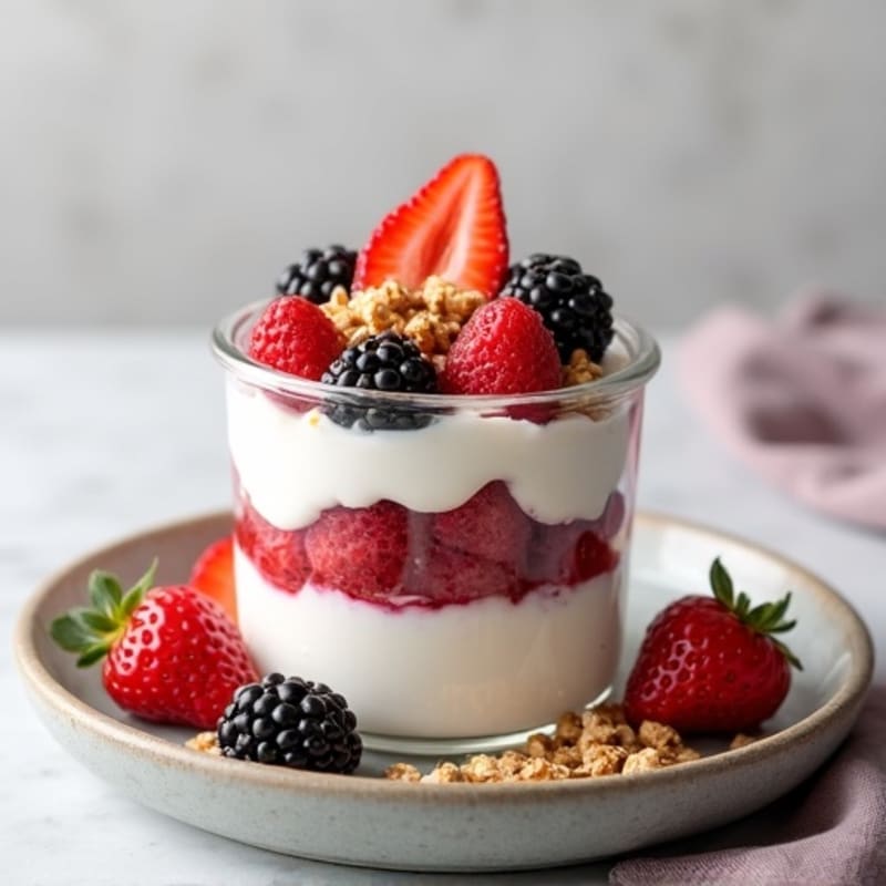 Greek Yogurt Parfait with Mixed Berries and Protein Granola