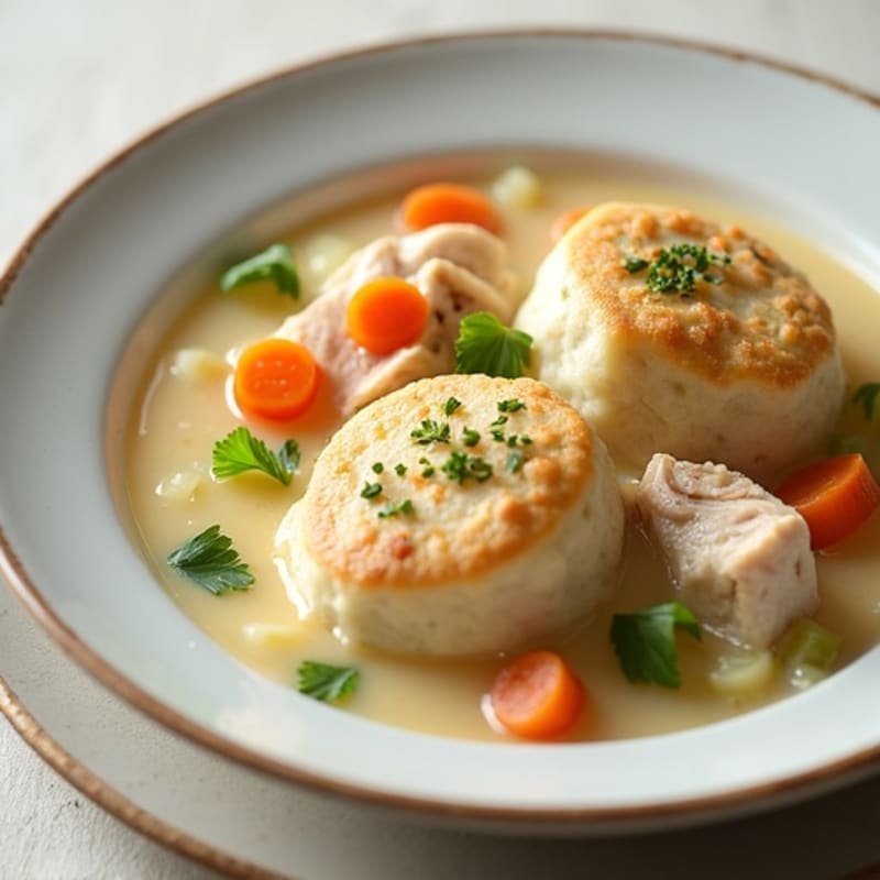 Creamy Chicken and Vegetable Soup with Fluffy Dumplings
