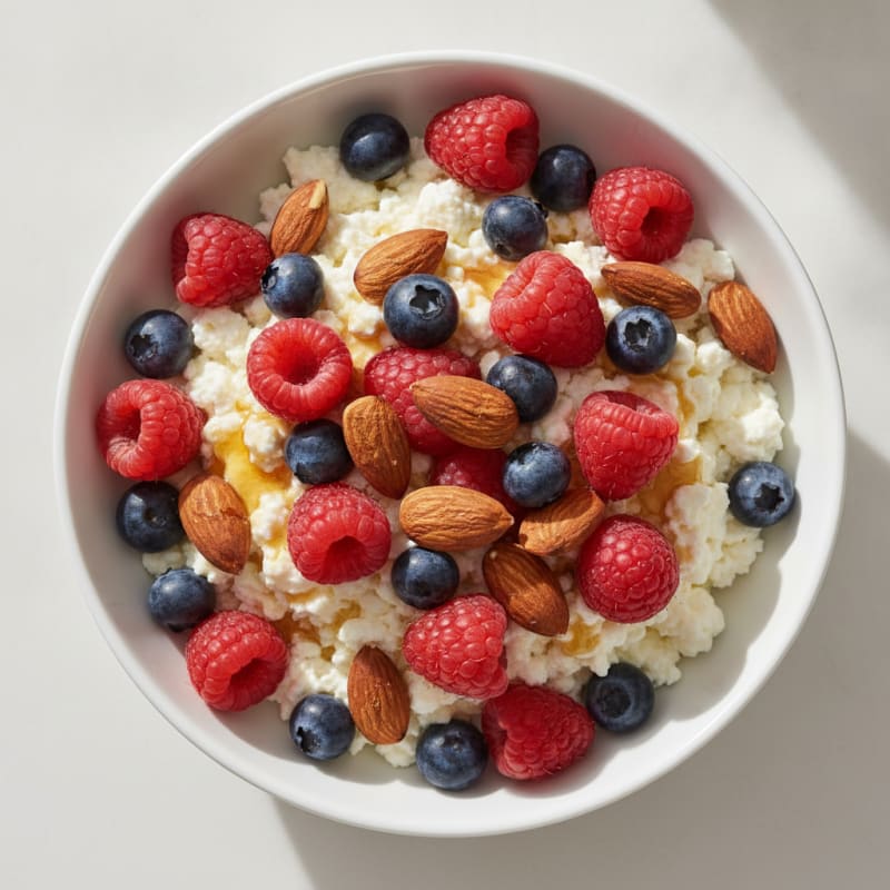 Cottage Cheese and Berry Protein Bowl with Almonds