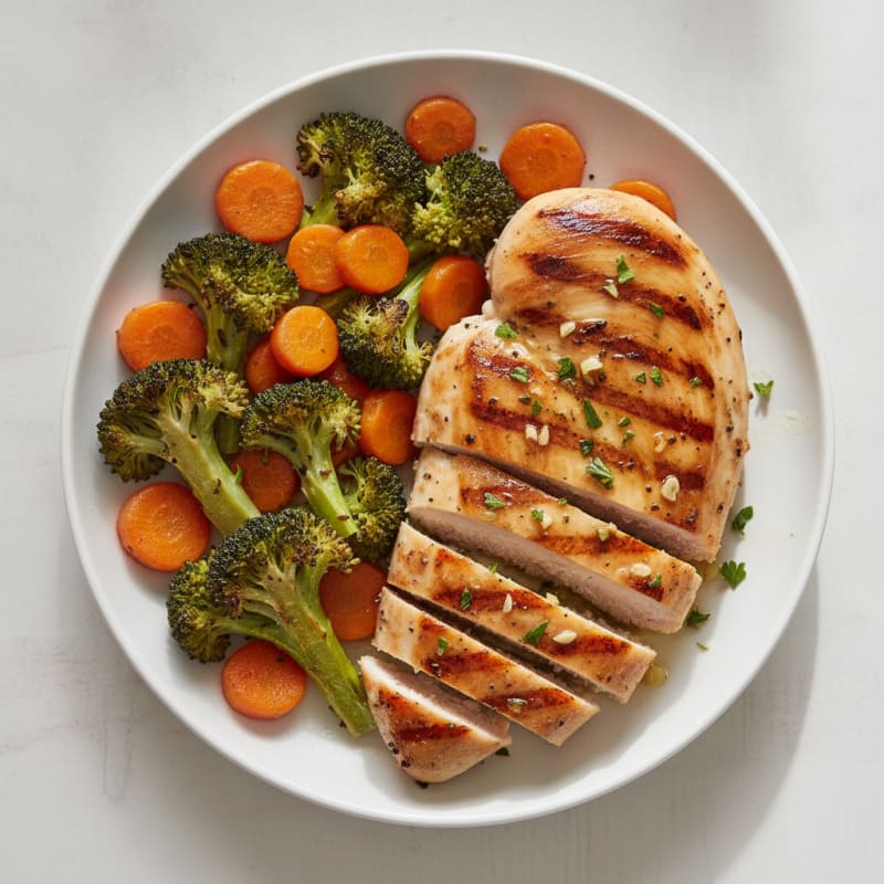 Grilled Lemon Herb Chicken Breast with Roasted Broccoli