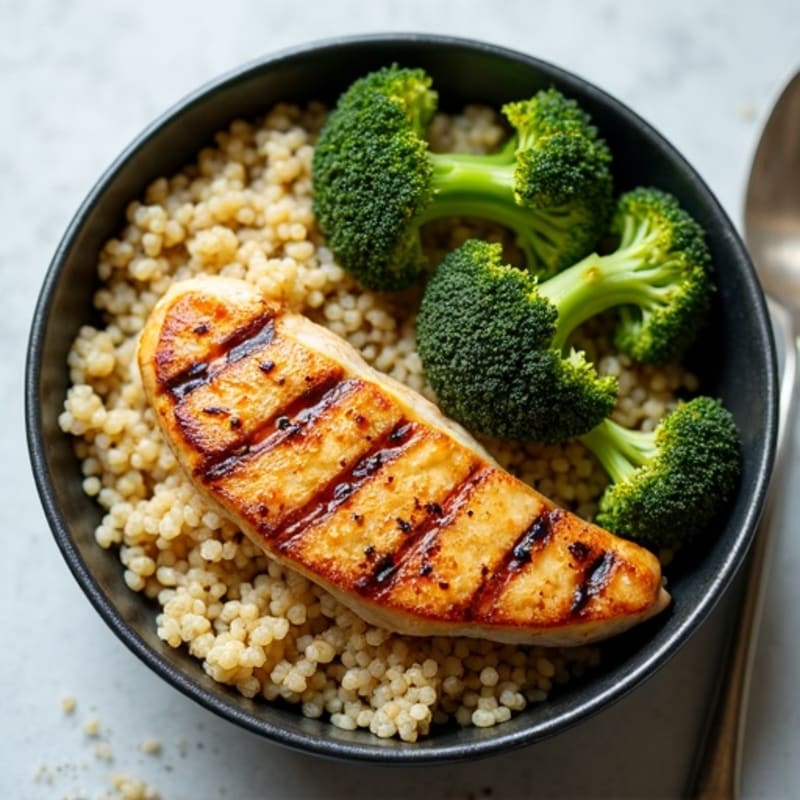 Grilled Chicken and Quinoa Bowl with Roasted Broccoli