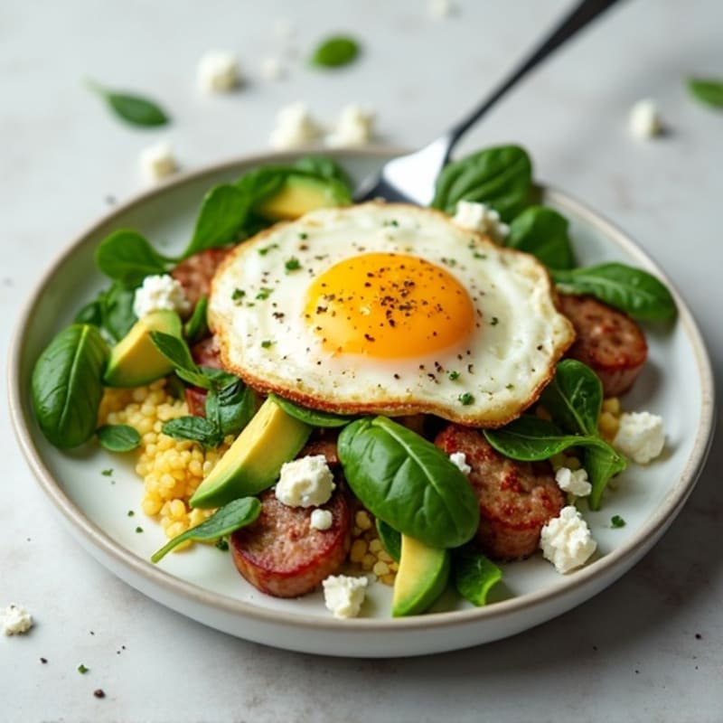 Egg White and Turkey Sausage Scramble with Spinach