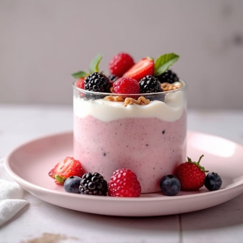 Silky Greek Yogurt Protein Mousse with Mixed Berries