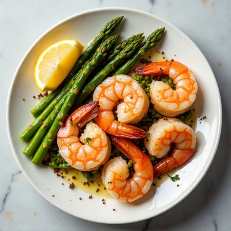 Pan-Seared Garlic Shrimp with Roasted Asparagus