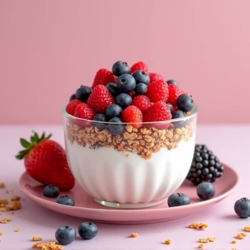 Greek Yogurt Parfait with Protein Granola and Mixed Berries