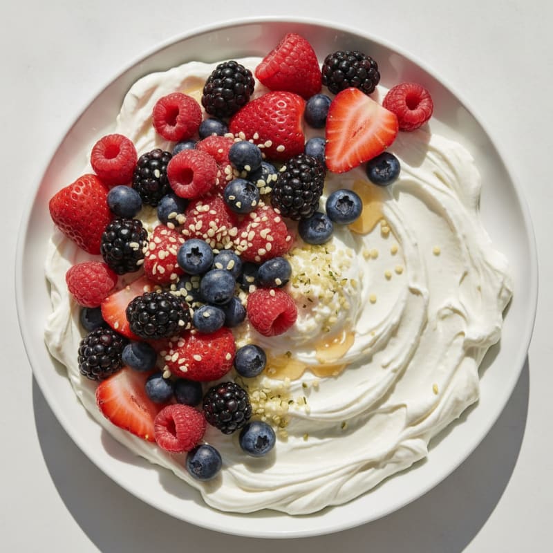 Silky Greek Yogurt Protein Pudding with Mixed Berries