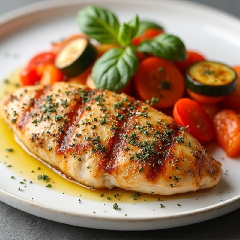 Herb-Crusted Pan Seared Chicken with Roasted Vegetables