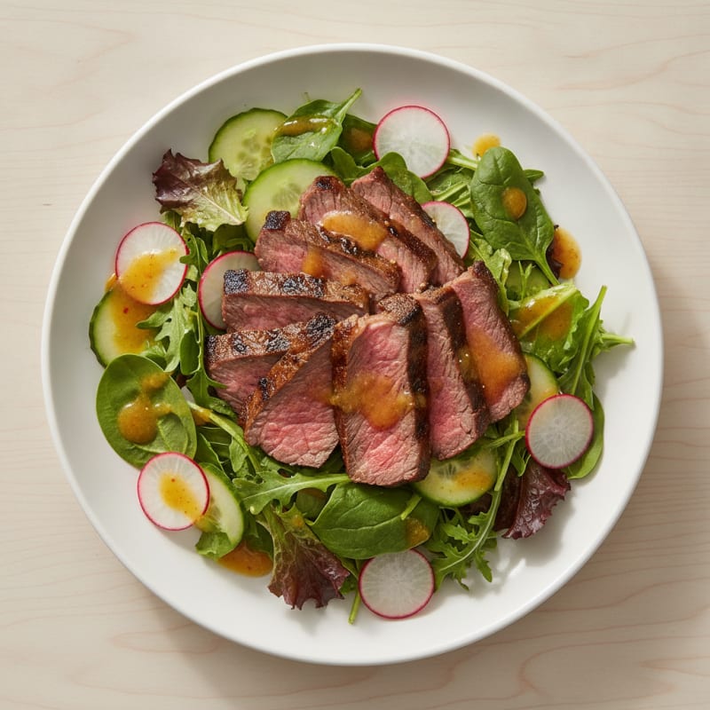 Grilled Steak Salad with Crunchy Greens and Citrus Vinaigrette