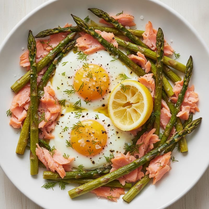Baked Eggs with Roasted Asparagus