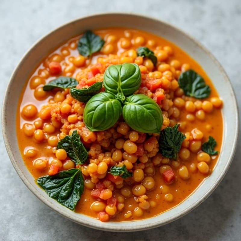 Creamy Red Lentil Curry with Fresh Spinach