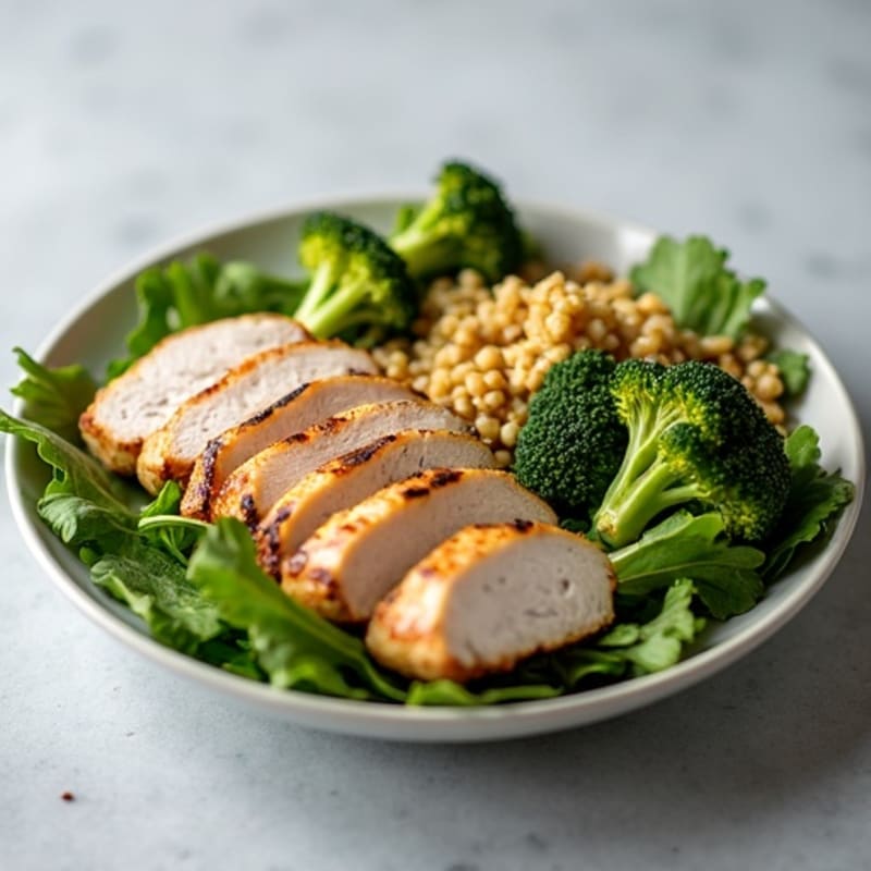 Grilled Turkey Breast Salad with Quinoa and Roasted Broccoli