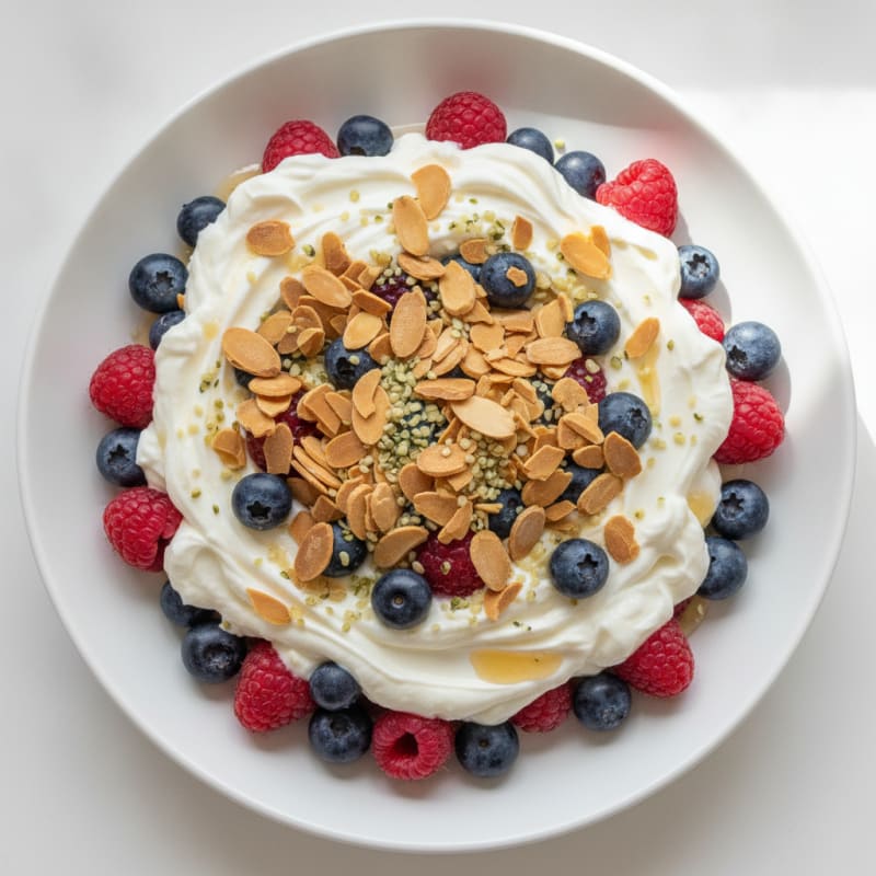 Greek Yogurt Protein Parfait with Berries and Almonds