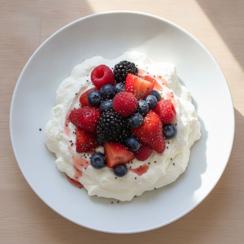 Silky Greek Yogurt Protein Pudding with Mixed Berries
