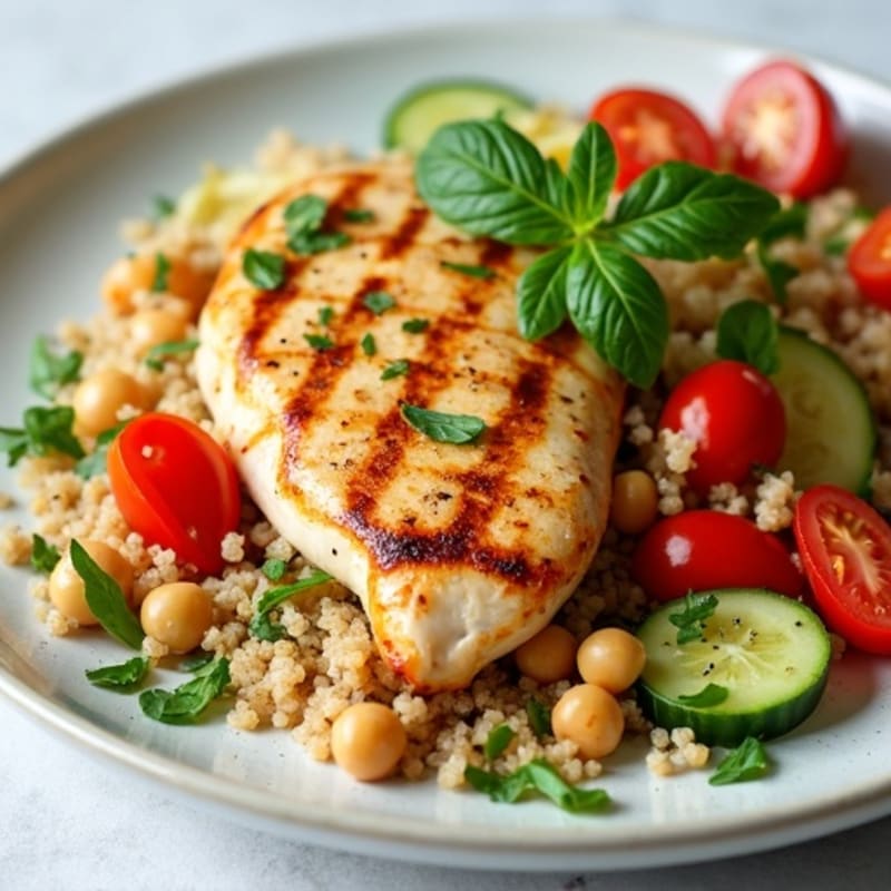 Grilled Chicken Breast with Crunchy Quinoa Salad
