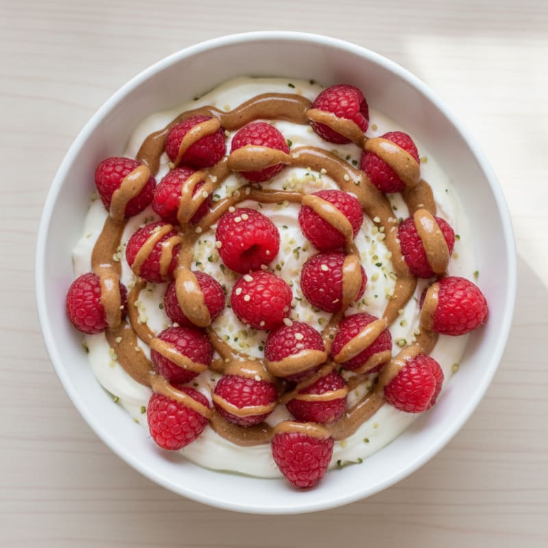 Silky Protein Yogurt Bowl with Almond Butter and Berries