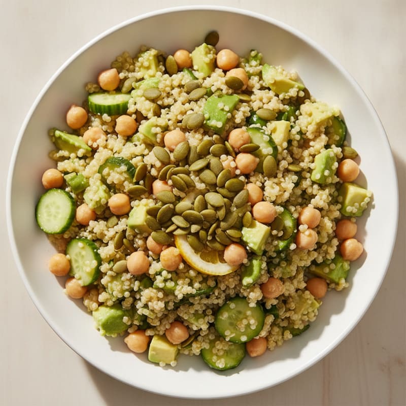 Chickpea and Avocado Salad with Quinoa and Crunchy Seeds