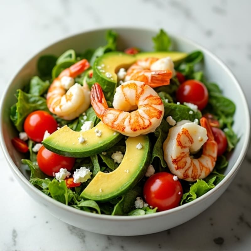 Grilled Shrimp and Avocado Salad with Crunchy Veggies