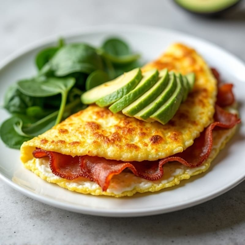 Egg White Omelette with Spinach and Turkey Bacon