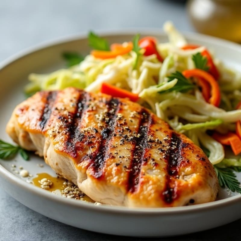 Grilled Chicken Breast with Crunchy Cabbage Slaw