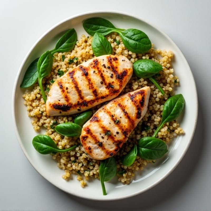 Grilled Chicken and Quinoa Salad with Spinach