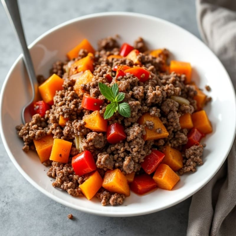 Hearty Ground Beef and Sweet Potato Hash