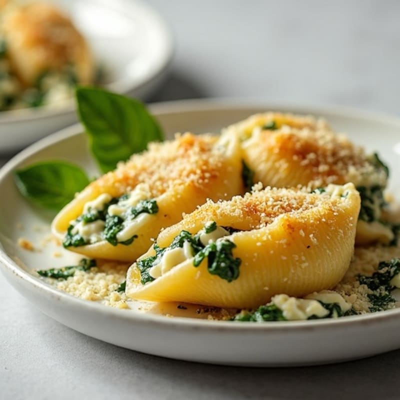Creamy Spinach Ricotta Stuffed Pasta Shells