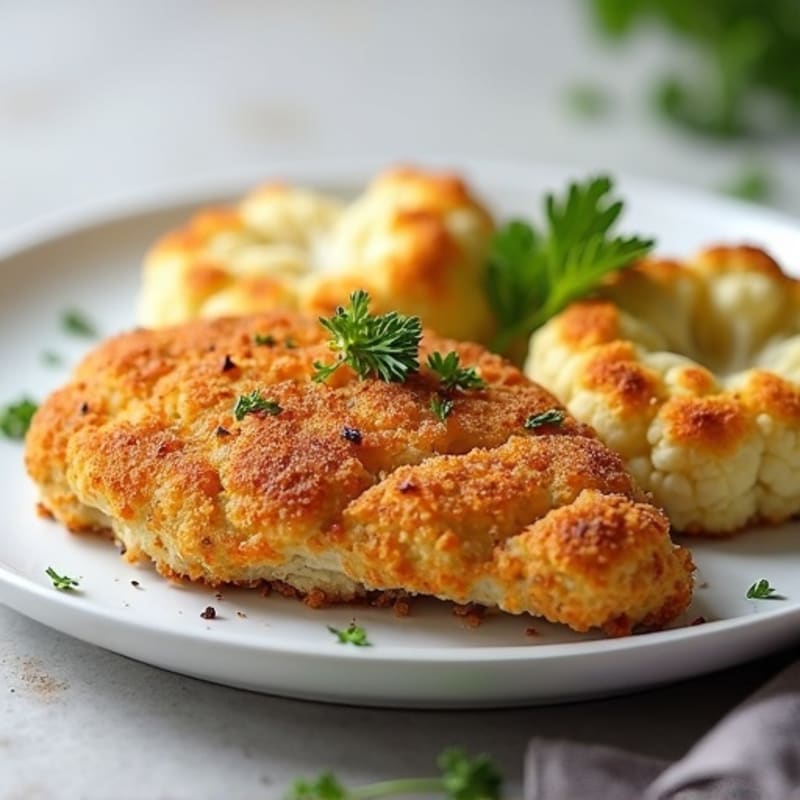 Crispy Almond-Crusted Chicken with Herb-Roasted Cauliflower Biscuits