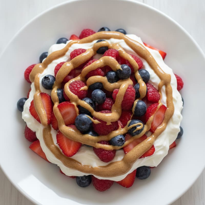 Greek Yogurt Protein Parfait with Berries and Almond Butter