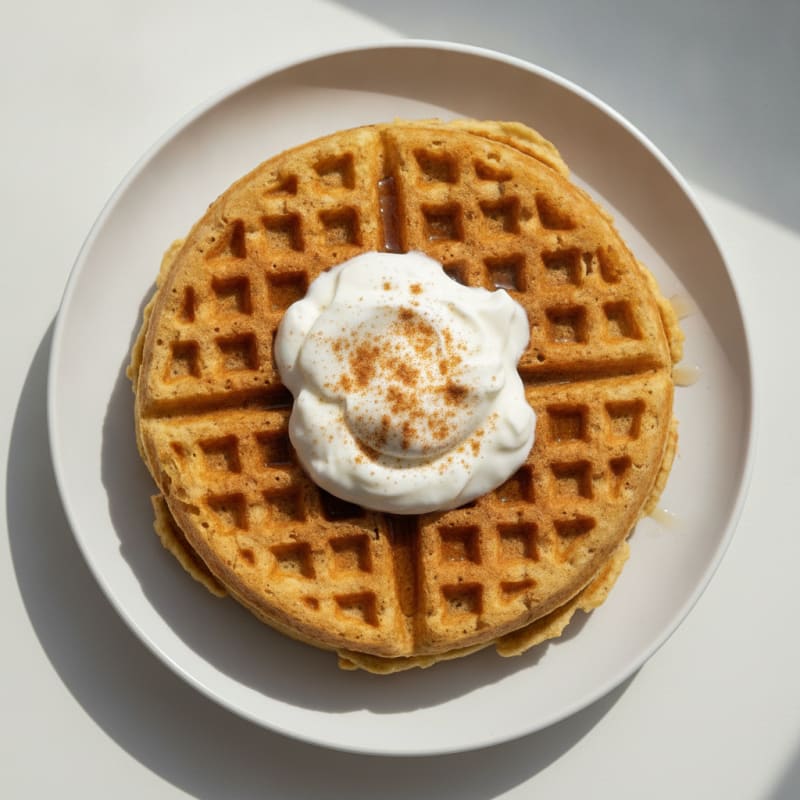 Kodiak Protein Waffles with Oikos Zero Vanilla Yogurt and Fair Life Whole Milk