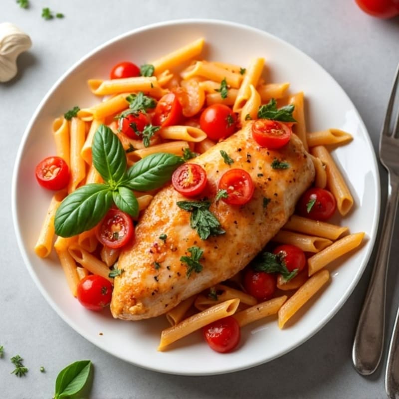 Baked Chicken Penne with Fresh Tomato Basil Sauce
