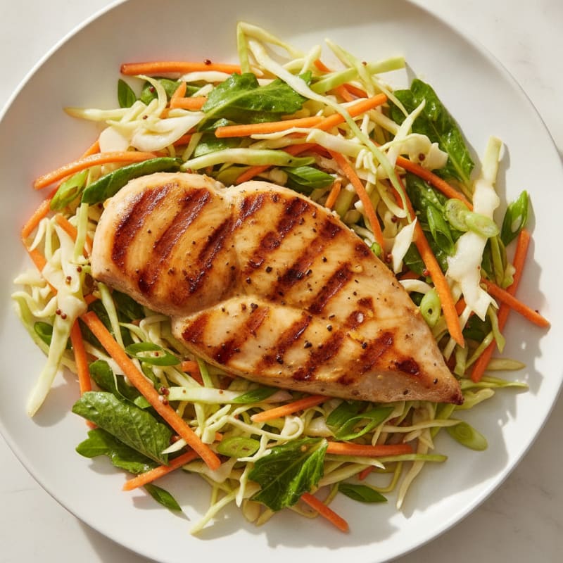 Grilled Chicken Breast with Crunchy Cabbage Slaw