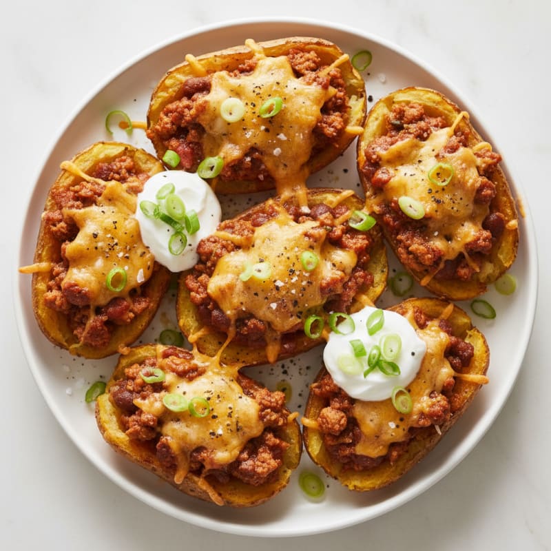 Crispy Chili Cheese Potato Skins