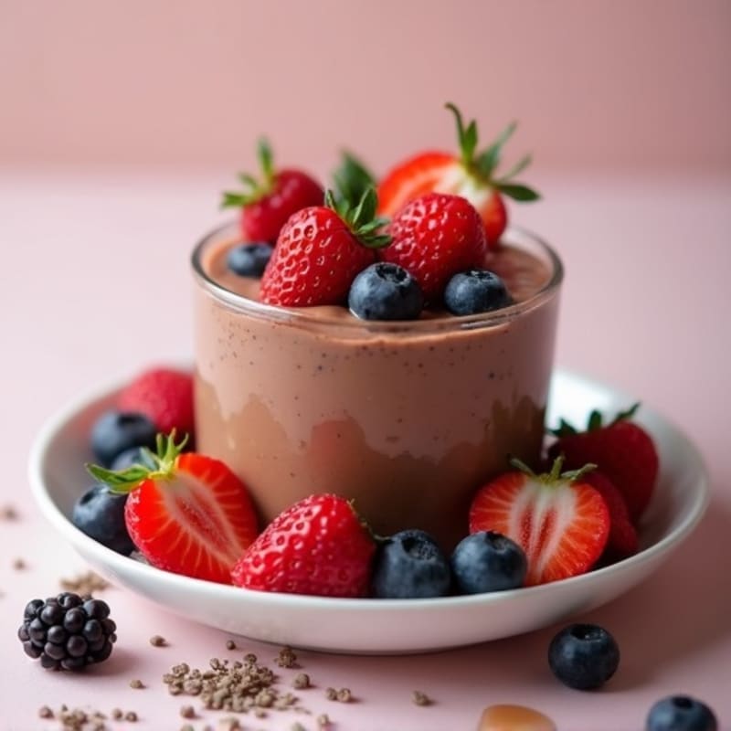 Silky Chocolate Protein Pudding with Fresh Berries
