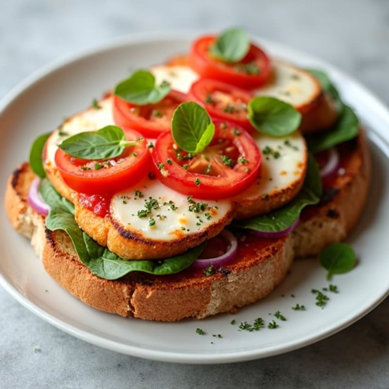 Crispy Whole Grain Pizza Toast with Lean Turkey and Fresh Vegetables