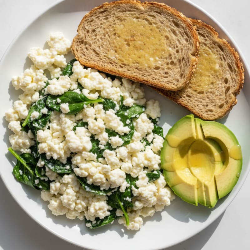 Egg White and Cottage Cheese Scramble with Spinach