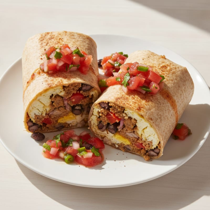 Loaded Breakfast Burrito with Salsa Fresca