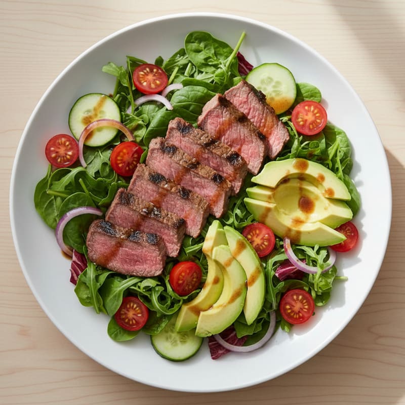 Grilled Steak Salad with Mixed Greens and Cherry Tomatoes