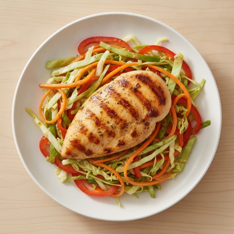 Grilled Chicken Breast with Crunchy Vegetable Slaw