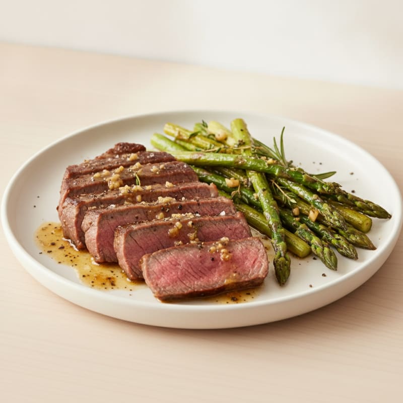 Garlic Herb Butter Steak with Asparagus