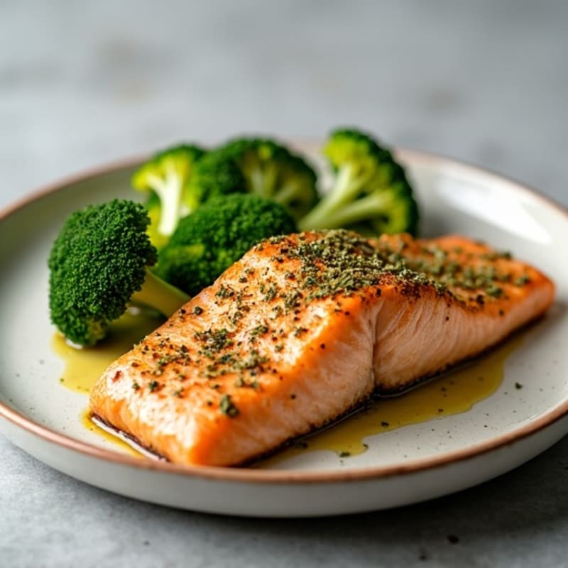 Herb-Crusted Baked Salmon with Roasted Broccoli