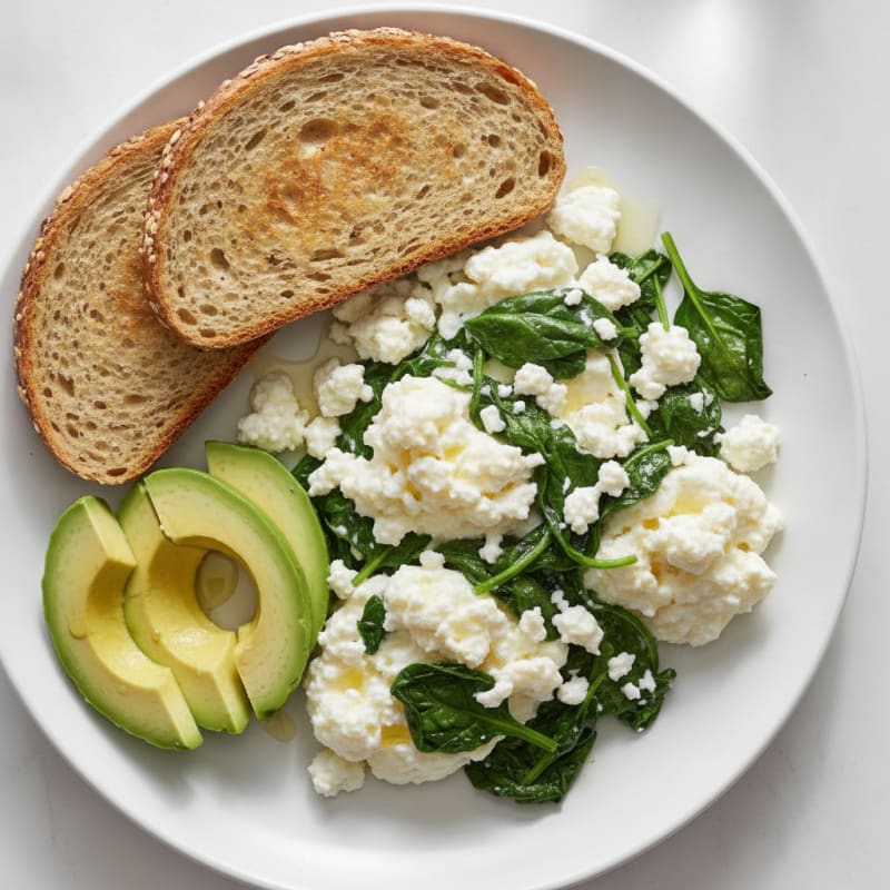 Egg White Scramble with Spinach and Cottage Cheese