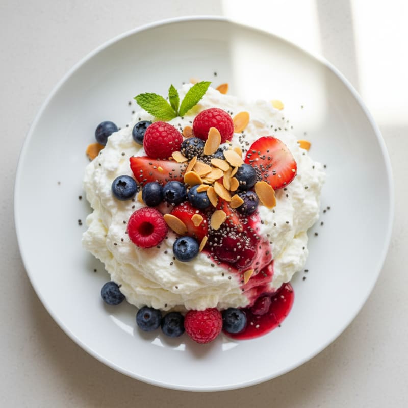 Greek Yogurt Protein Mousse with Mixed Berries