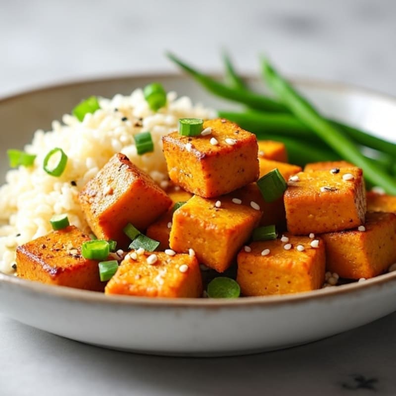 Crispy Sesame-Ginger Tofu with Jasmine Rice