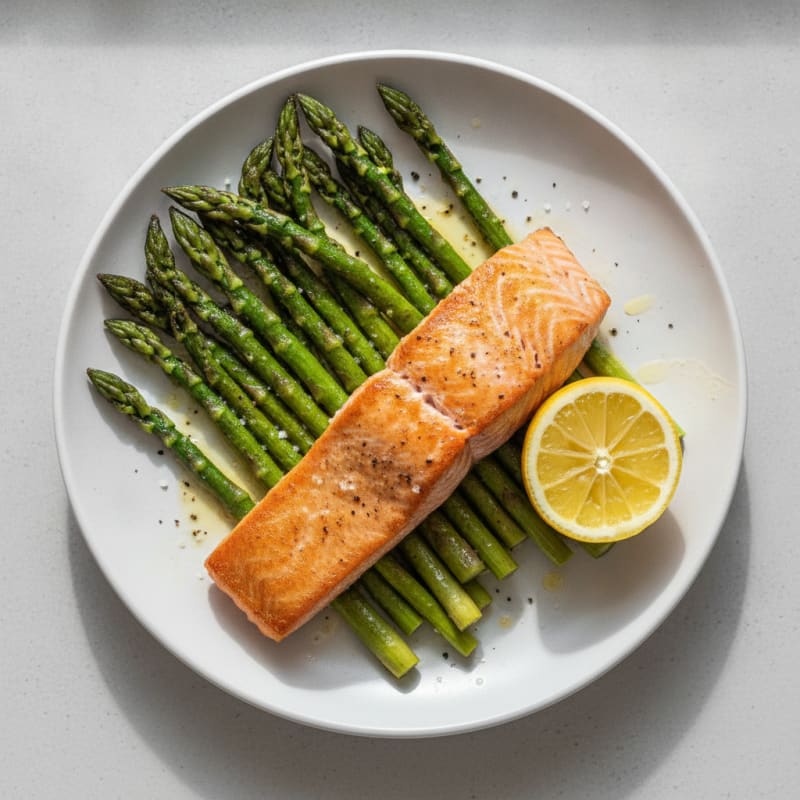 Pan-Seared Salmon with Roasted Asparagus